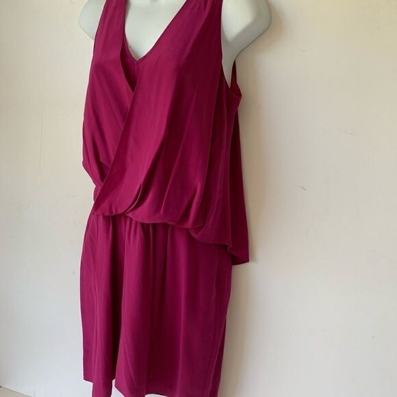 ELIZABETH AND JAMES FUSCHIA SILK FLOWY SHORT DRESS - Picture 8 of 12
